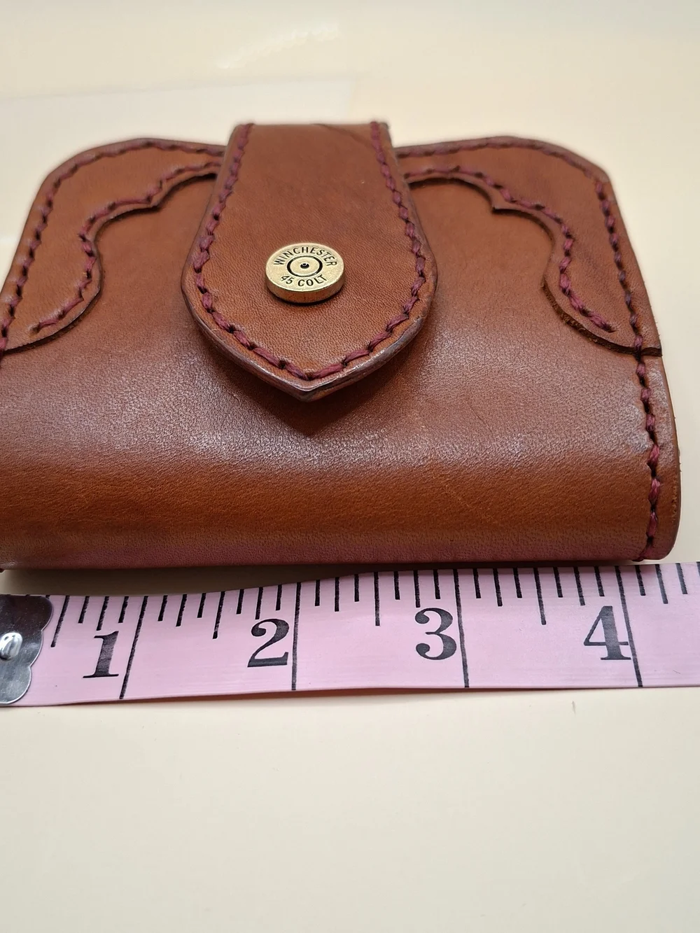 Handcrafted Brown Leather Wallet with Winchester Accent